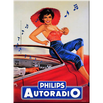 Plaque métal AUTORADIO PHILIPS 15 x 20 cm déco rétro vintage