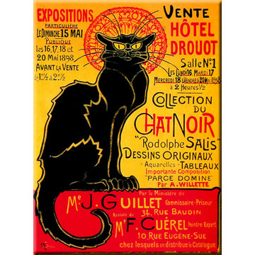 Plaque métal TOURNÉE DU CHAT NOIR Hotel Drouot 15 x 20 cm déco rétro vintage