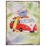 Plaque métal Van Surf Background Life is an adventure 33 x 25 cm déco rétro vintage