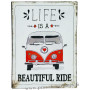 Plaque métal Van LIFE IS A BEAUTIFUL RIDE 33 x 25 cm déco rétro vintage