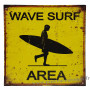 Plaque métal Wave Surf AREA 30 x 30 cm déco rétro vintage