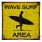 Plaque métal Wave Surf AREA 30 x 30 cm déco rétro vintage