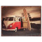 Plaque métal Van rouge Surf 33 x 25 cm déco rétro vintage