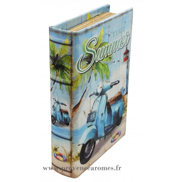 Livre boîte en bois déco vespa TIME SUMMER rétro vintage 14 cm