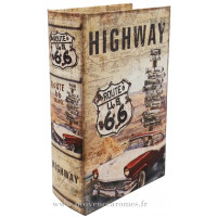 Livre boîte en bois déco ROUTE 66 rétro vintage 14 cm modèle 3