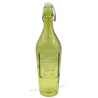 Bouteille jaune bouchon mécanique déco rétro vintage