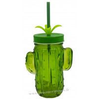 Verre Cactus avec paille et couvercle couleur vert