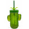 Verre Cactus avec paille et couvercle couleur vert