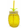 Verre Ananas avec paille et couvercle couleur Jaune