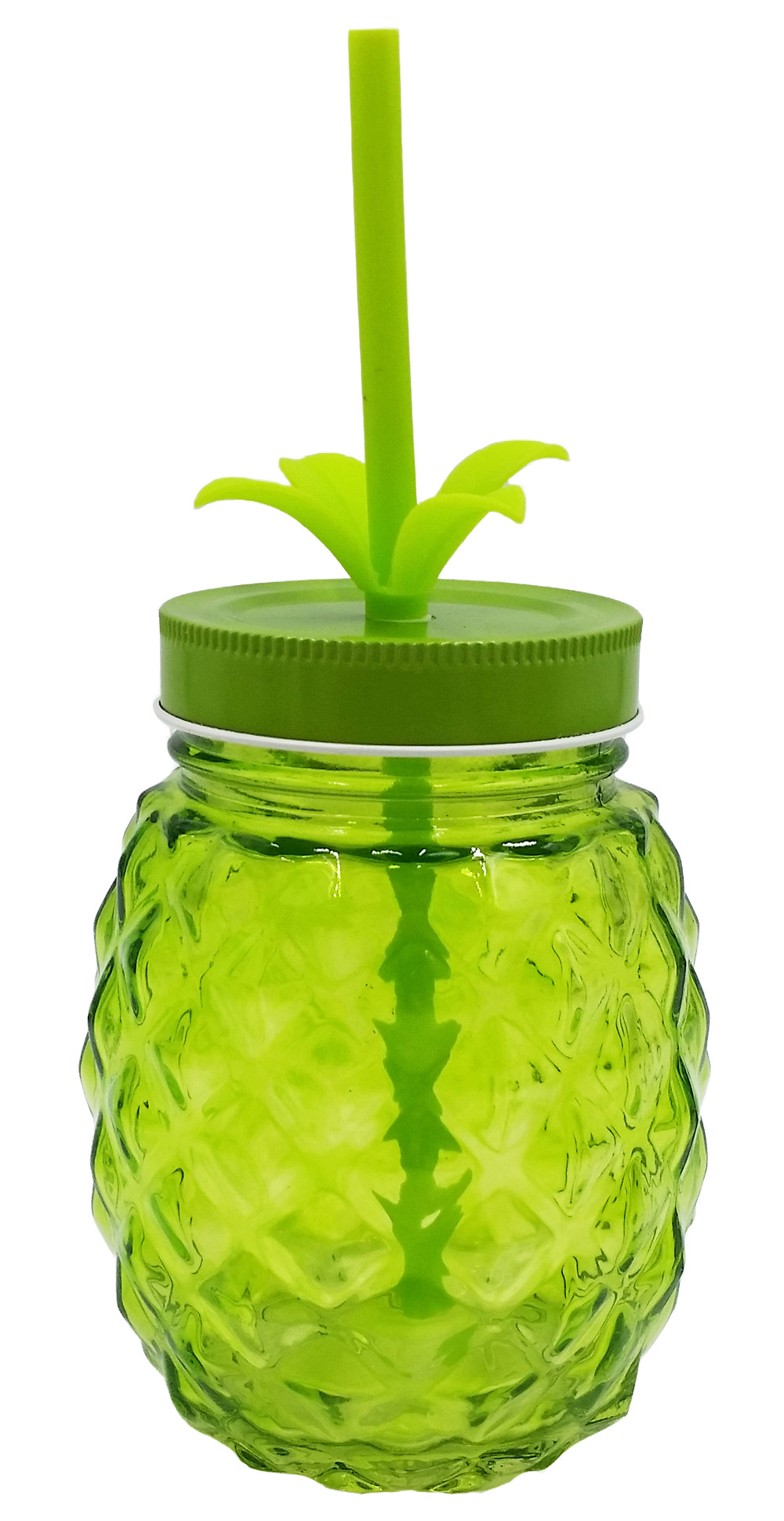 Jarre En Verre Avec Couvercle Et Paille - Forme Ananas - Pour Enfant - Neuf