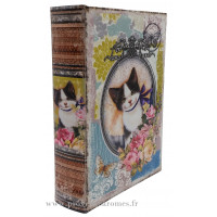 Livre boîte en bois déco CHATON déco rétro vintage 17 cm modèle 2