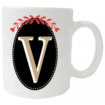 Mug personnalisé initiale Lettre V