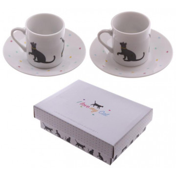 Coffret de 2 tasses à café Chat I LOVE MY CAT