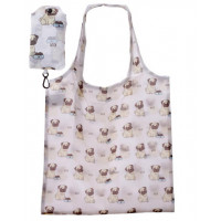 Sac de course pliable blanc déco chien Carlin