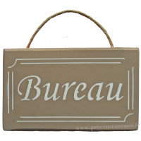 Plaque en bois " BUREAU " fond taupe