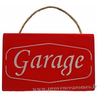 Plaque en bois " GARAGE " fond rouge