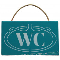 Plaque en bois " WC " fond vert celadon