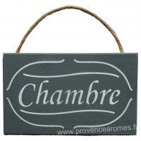 Plaque en bois " CHAMBRE " fond anthracite