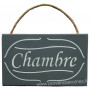 Plaque en bois " CHAMBRE " fond anthracite