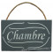 Plaque en bois " CHAMBRE " fond anthracite