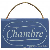 Plaque en bois " CHAMBRE " bleu lavande