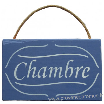 Plaque en bois " CHAMBRE " bleu lavande