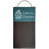 Plaque en bois ardoise " LISTE DE COURSES " bleu canard