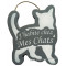 Plaque en bois forme Chat " J'HABITE CHEZ MES CHATS " anthracite