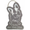 Plaque en bois forme bouledogue " J'HABITE CHEZ MON CHIEN " taupe