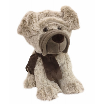 Peluche chien BOXER marron avec écharpe