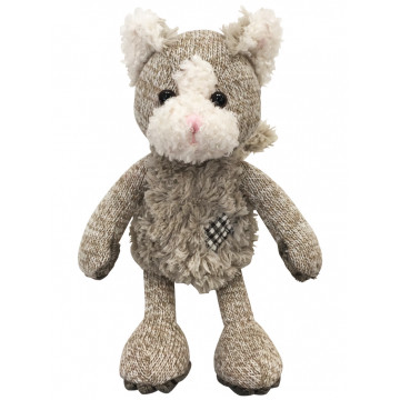 Peluche chat beige marron chiné