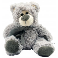 Peluche Ours gris Câlin tout doux avec écharpe grise