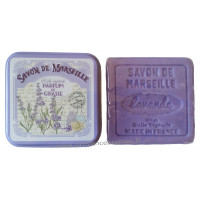 Boîte carrée déco Brins de lavande et son savon lavande