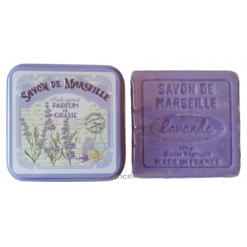 Boîte carrée déco Brins de lavande et son savon lavande