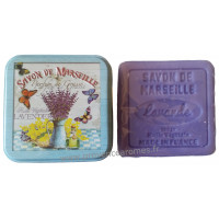 Boîte carrée déco lavande papillon et son savon lavande