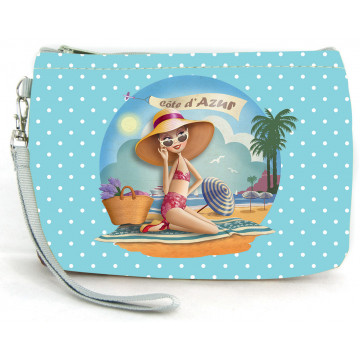 Pochette avec Dragonne PIN-UP à la mer CÔTE D'AZUR