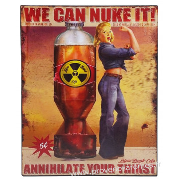 Plaque métal Atom Bomb Cola WE CAN NUKE IT 25 x 20 cm déco rétro vintage