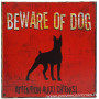 Plaque métal ATTENTION AU(X) CHIEN(S) 30 x 30 cm déco rétro vintage