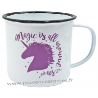 Mug métal émaillé Licorne rétro vintage collection