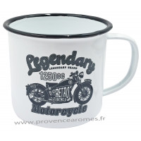 Mug métal émaillé Motorcycle Legendery rétro vintage collection