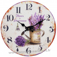 Horloge Provence LAVANDE Fleurs bouquet arrosoir