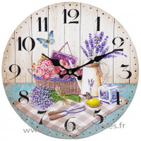 Horloge Provence LAVANDE Rose Papillon