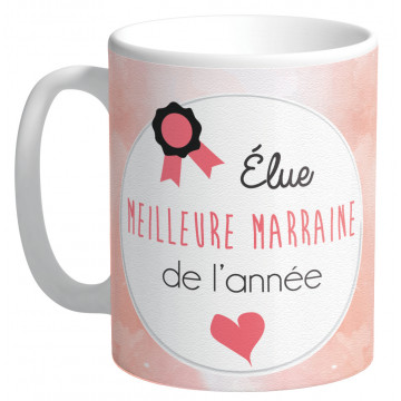 Mug Élue MEILLEUR MARRAINE DE L'ANNÉE collection Mugs petits messages