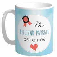 Mug Élu MEILLEUR PARRAIN DE L'ANNÉE collection Mugs petits messages