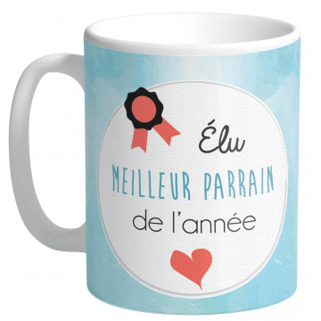 Mug Élu MEILLEUR PARRAIN DE L'ANNÉE collection Mugs petits messages