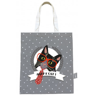 Sac Coton HAPPY CAT CHAT CRAVATE