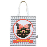 Sac Coton HAPPY CAT CHAT NOIR