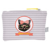 Pochette coton HAPPY CAT CHAT NOIR