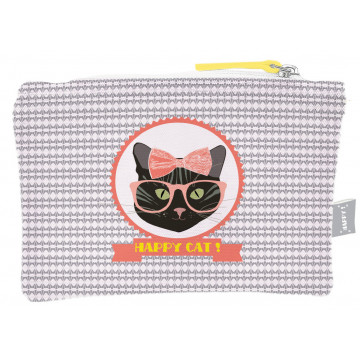 Pochette coton HAPPY CAT CHAT NOIR