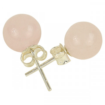 Boucles d'oreille puce en Quartz Rose pierre naturelle et argent 925